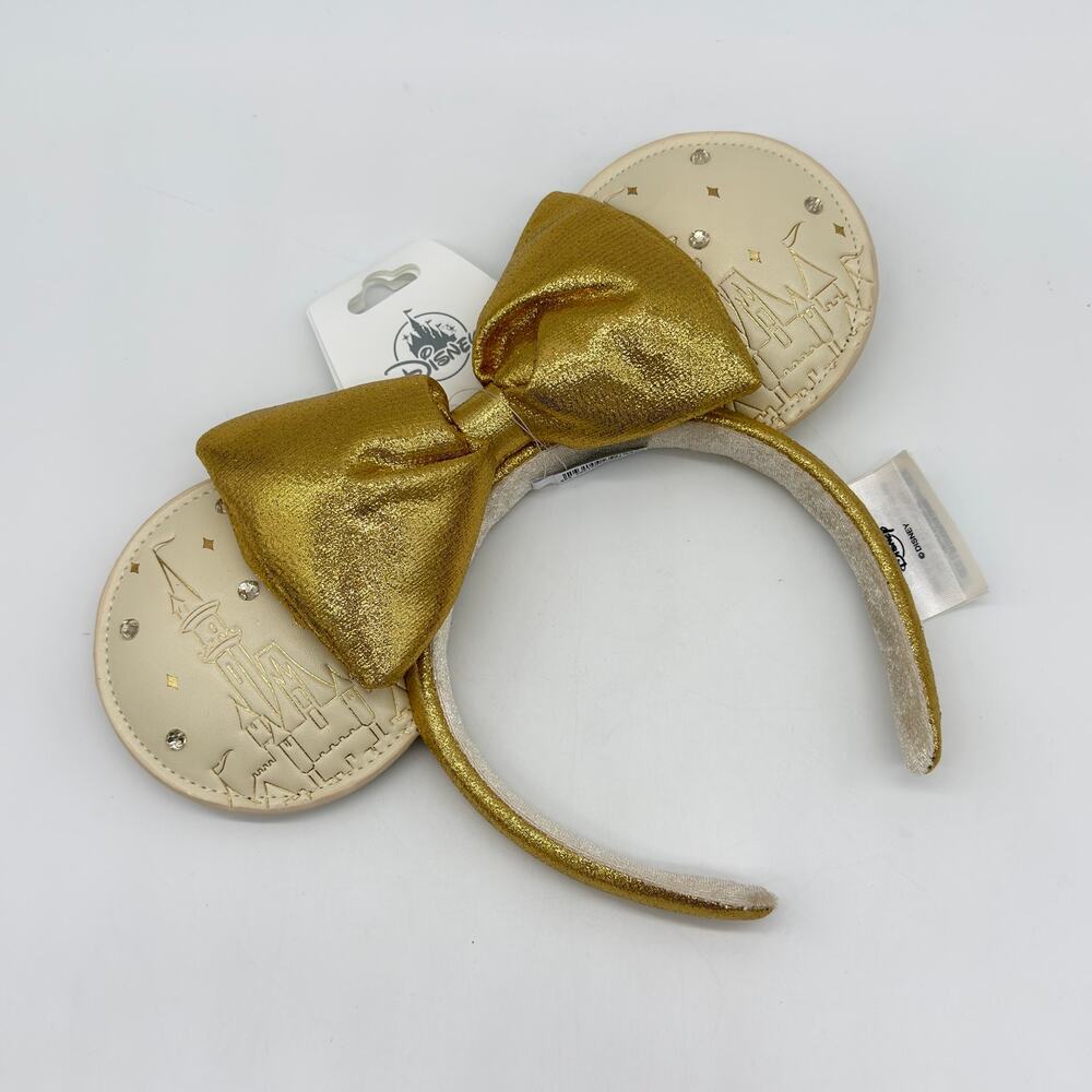 Minnie Mouse Gold Walt Disney World Cinderella Castle Ears Headband NEW